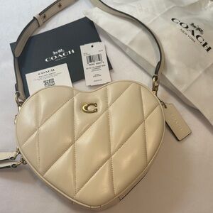 Coach Heart Quilted Crossbody Bag Brass/Chalk
